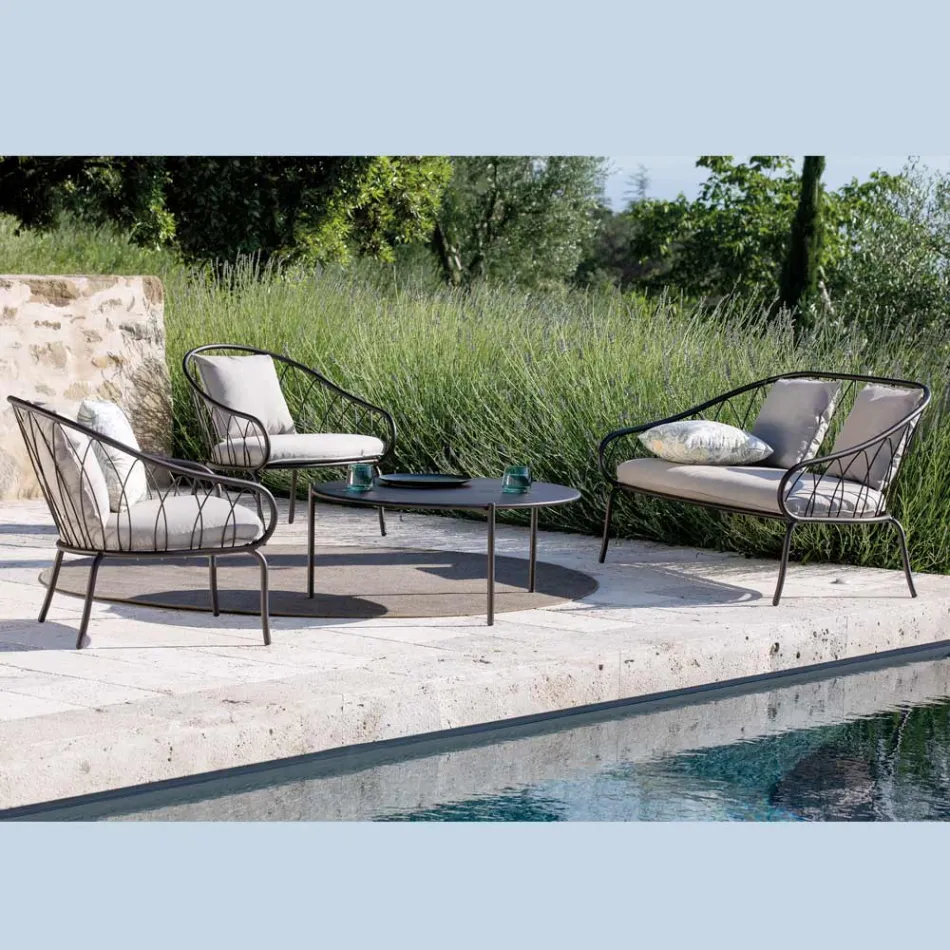 Garden lounge with 2 armchairs and 1 2-seater sofa Made in Italy - Fontana Viadurini