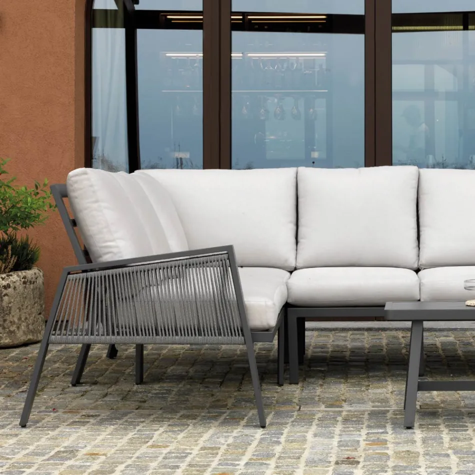 Garden Lounge with Sofa and Coffee Table Made of Aluminum - Label Viadurini