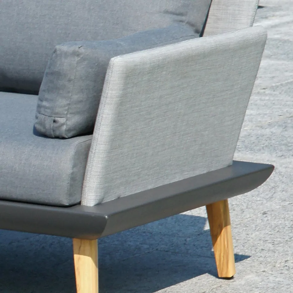 Garden Lounge with Anthracite Gray Aluminum Structure - Fouquer Viadurini