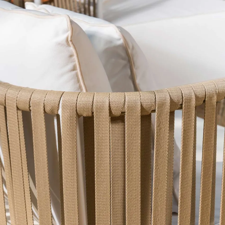 Garden Lounge in White Aluminum and Fabric - Eugene Viadurini