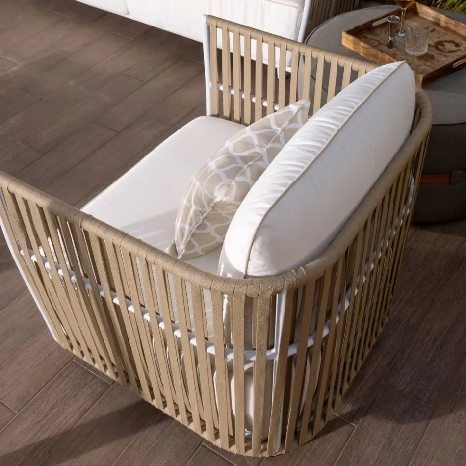 Garden Lounge in White Aluminum and Fabric - Eugene Viadurini