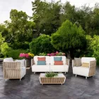 Garden Lounge in White Aluminum and Fabric - Eugene Viadurini