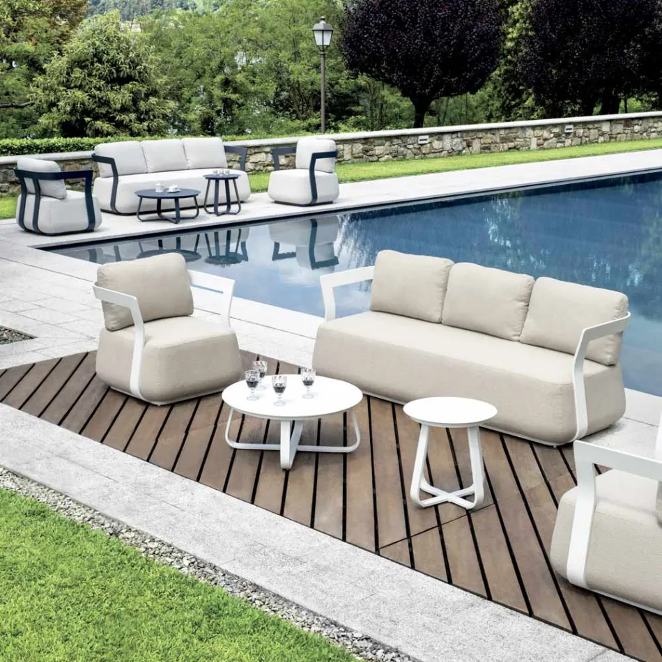 Aluminum Garden Lounge Set and 2 Aluminum Coffee Tables - Brisa Viadurini