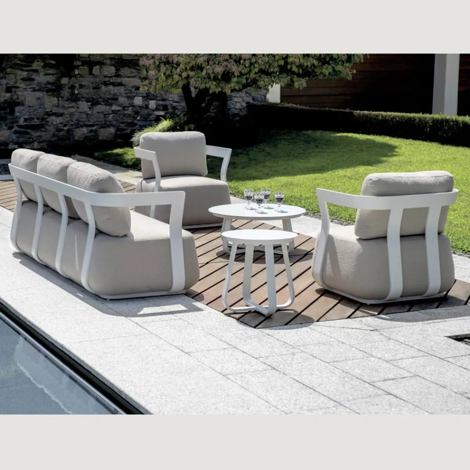 Aluminum Garden Lounge Set and 2 Aluminum Coffee Tables - Brisa Viadurini