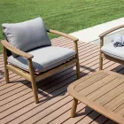 Rosira Acacia Wood Garden Lounge Set with Rope and Grey Cushions Viadurini