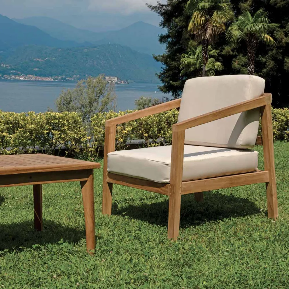 FSC Teak Garden Lounge Set with Ecru Cushions - Caresa Viadurini