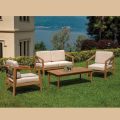 FSC Teak Garden Lounge Set with Ecru Cushions - Caresa