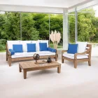 Garden lounge set in brushed natural teak wood - Artes Viadurini