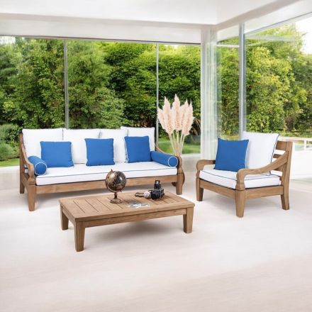 Garden lounge set in brushed natural teak wood - Artes Viadurini