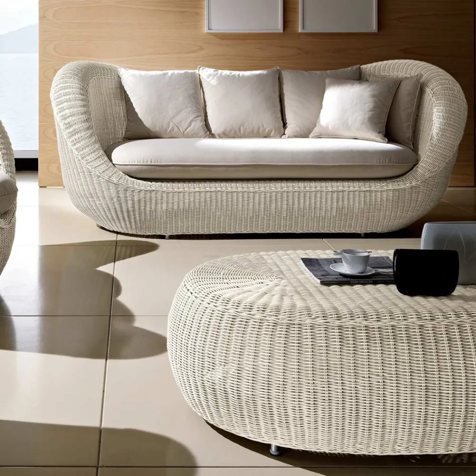 Garden lounge set in hand-woven polyrattan - Eder Viadurini