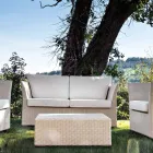 REHAU Polyrattan Garden Lounge Set and White Cushions - Pepe Viadurini