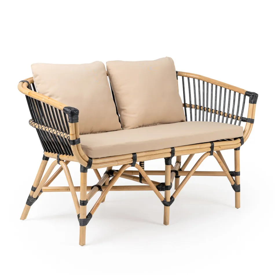 Garden lounge set in natural rattan with cushions included - Catelyn Viadurini
