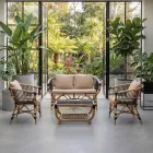 Garden lounge set in natural rattan with cushions included - Catelyn Viadurini