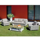 Outdoor Lounge with Mango Wood Coffee Table and Polycotton Cushions - Orlanda Viadurini