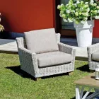 Outdoor Lounge with Mango Wood Coffee Table and Polycotton Cushions - Orlanda Viadurini