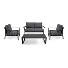Anthracite Aluminum Living Room with Anthracite Fabric Cushions - Villaggio Viadurini