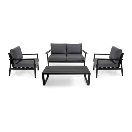 Anthracite Aluminum Living Room with Anthracite Fabric Cushions - Villaggio Viadurini