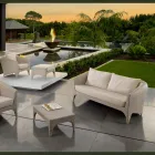 Polyrattan Living Room Brand REHAU in Different Finishes and White Cushions - Madness Viadurini