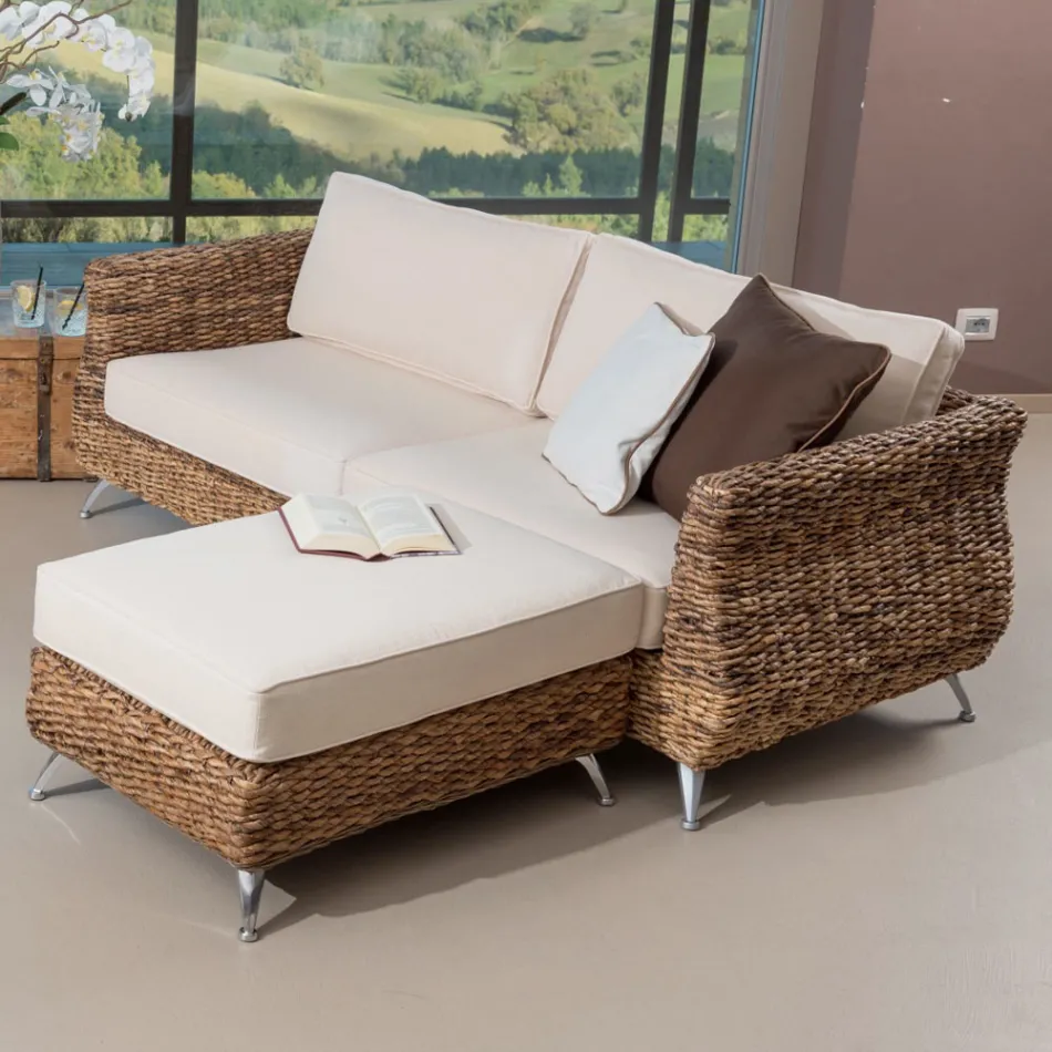 Outdoor Living Room in Banana Weaving with Cushions - Legolas Viadurini