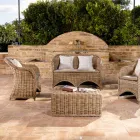 Outdoor Lounge in Gray Kubù with Seat Cushions - Nazgul Viadurini
