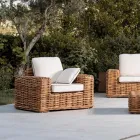 Outdoor Living Room in Natural Rattan, Cushions Included, – Keira Viadurini