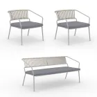 Garden lounge with armchairs and metal sofa Made in Italy - Prato Viadurini