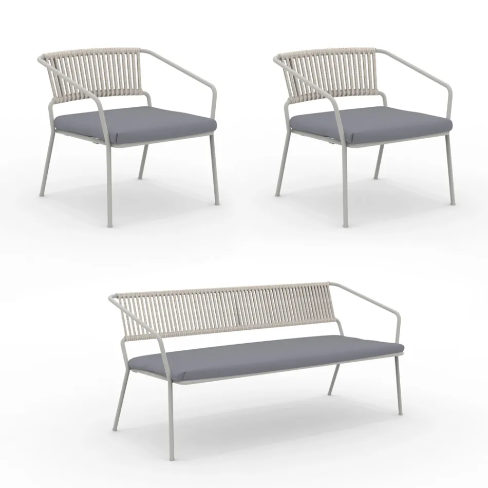 Garden lounge with armchairs and metal sofa Made in Italy - Prato Viadurini