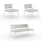 Garden lounge with armchairs and metal sofa Made in Italy - Prato Viadurini