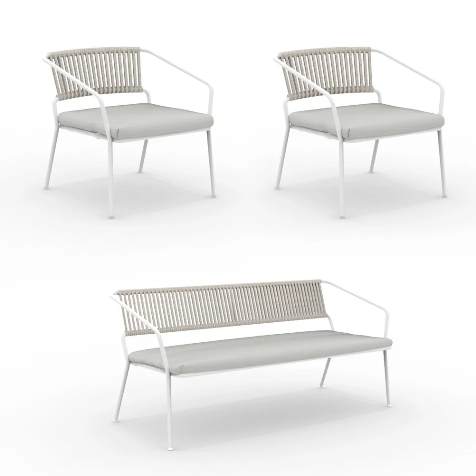 Garden lounge with armchairs and metal sofa Made in Italy - Prato Viadurini