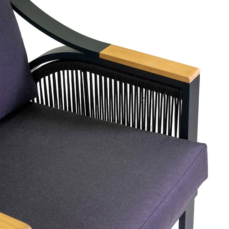 Living Room Made of Aluminum with Brazilian Teak Armrests - Diary Viadurini