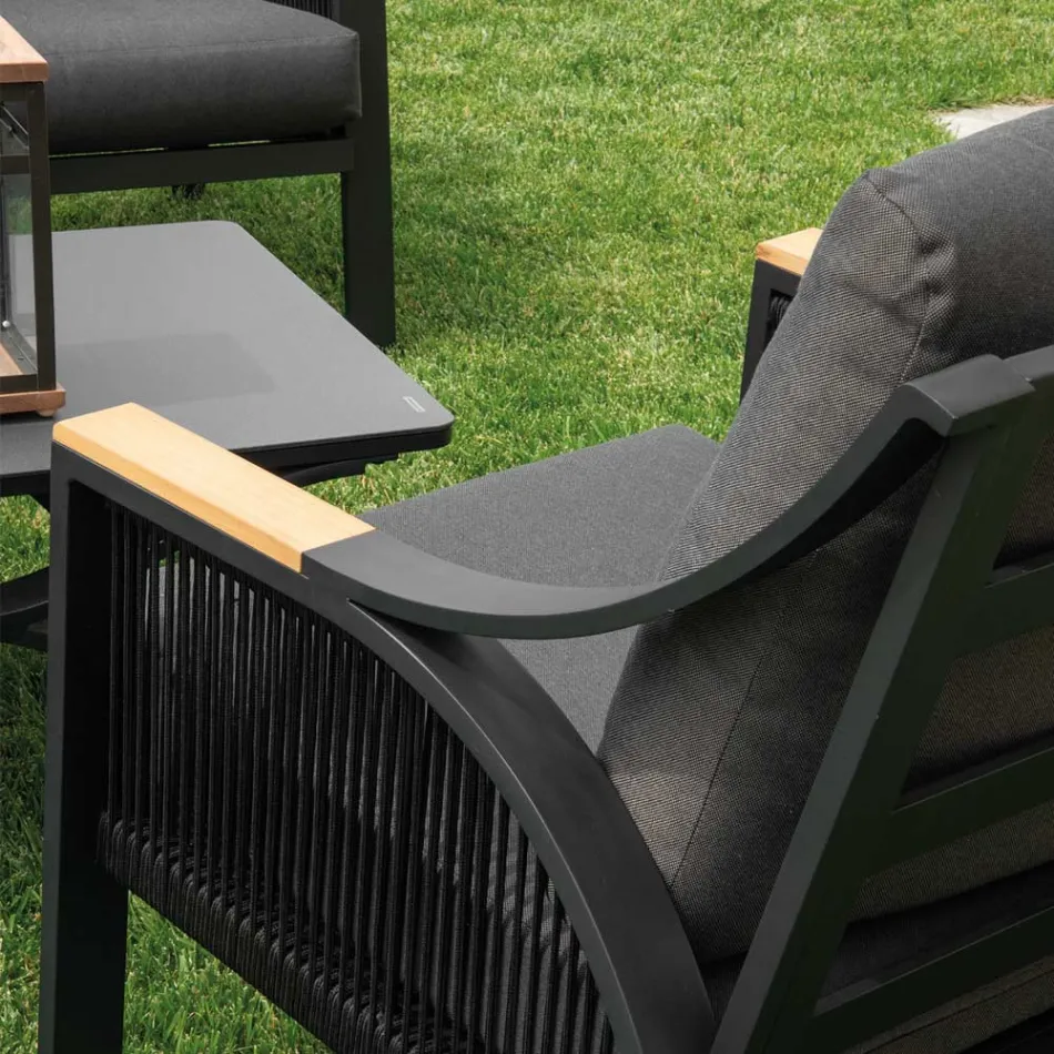 Living Room Made of Aluminum with Brazilian Teak Armrests - Diary Viadurini