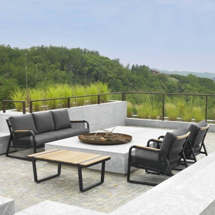 Living Room Made of Aluminum with Brazilian Teak Details - Diary Viadurini