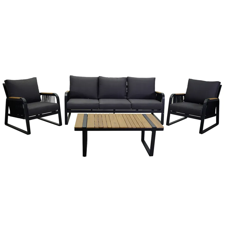 Living Room Made of Aluminum with Brazilian Teak Details - Diary Viadurini