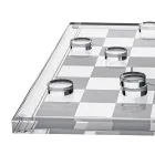 Designer Plexiglass Chessboard and Checkers Set with Drawer Made in Italy - Elora Viadurini