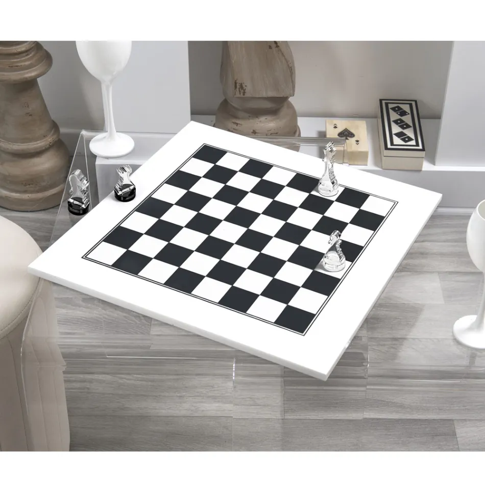 Modern Black or White Plexiglass Chessboard Made in Italy - Checkmate Viadurini
