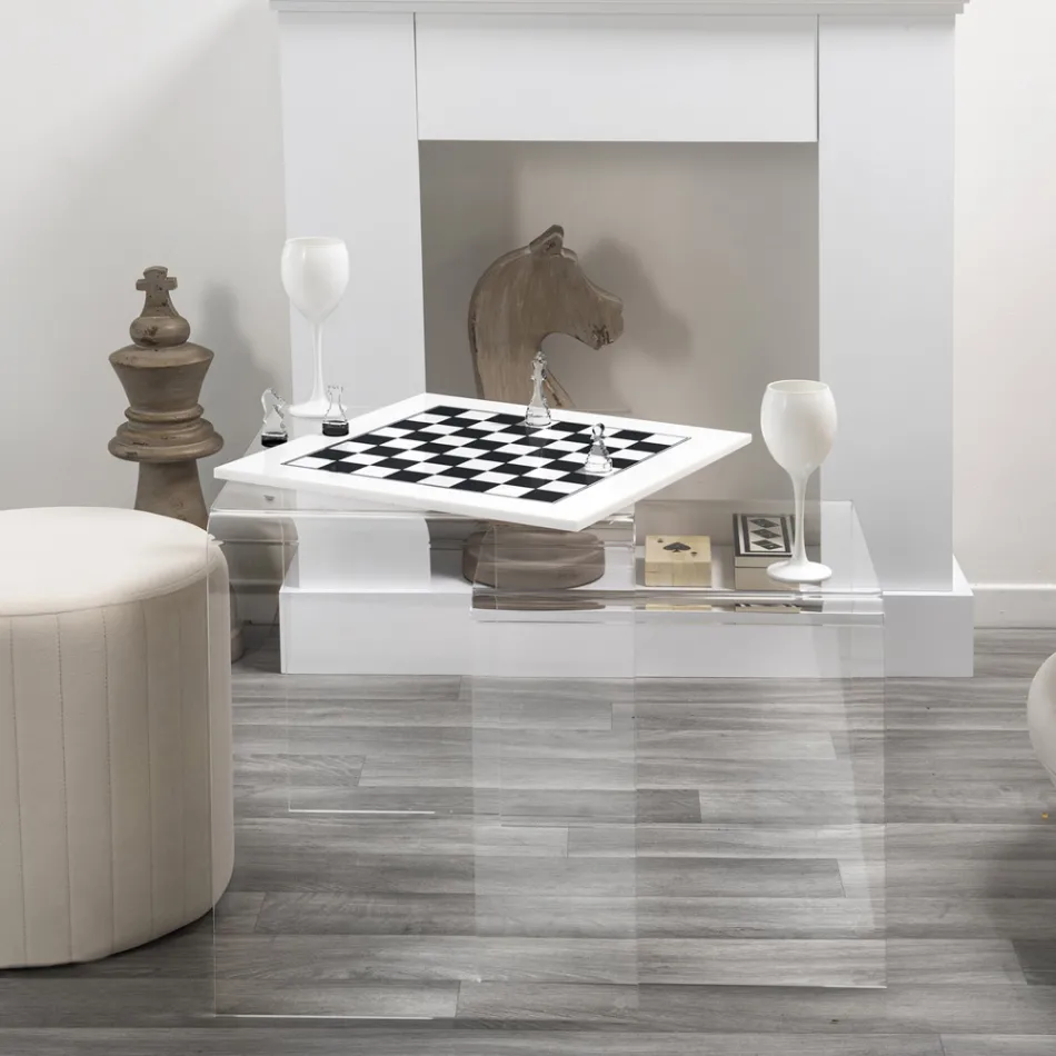 Modern Black or White Plexiglass Chessboard Made in Italy - Checkmate Viadurini