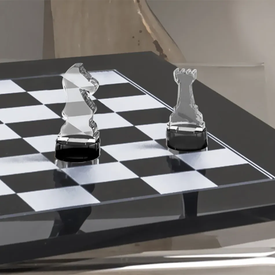 Modern Black or White Plexiglass Chessboard Made in Italy - Checkmate Viadurini
