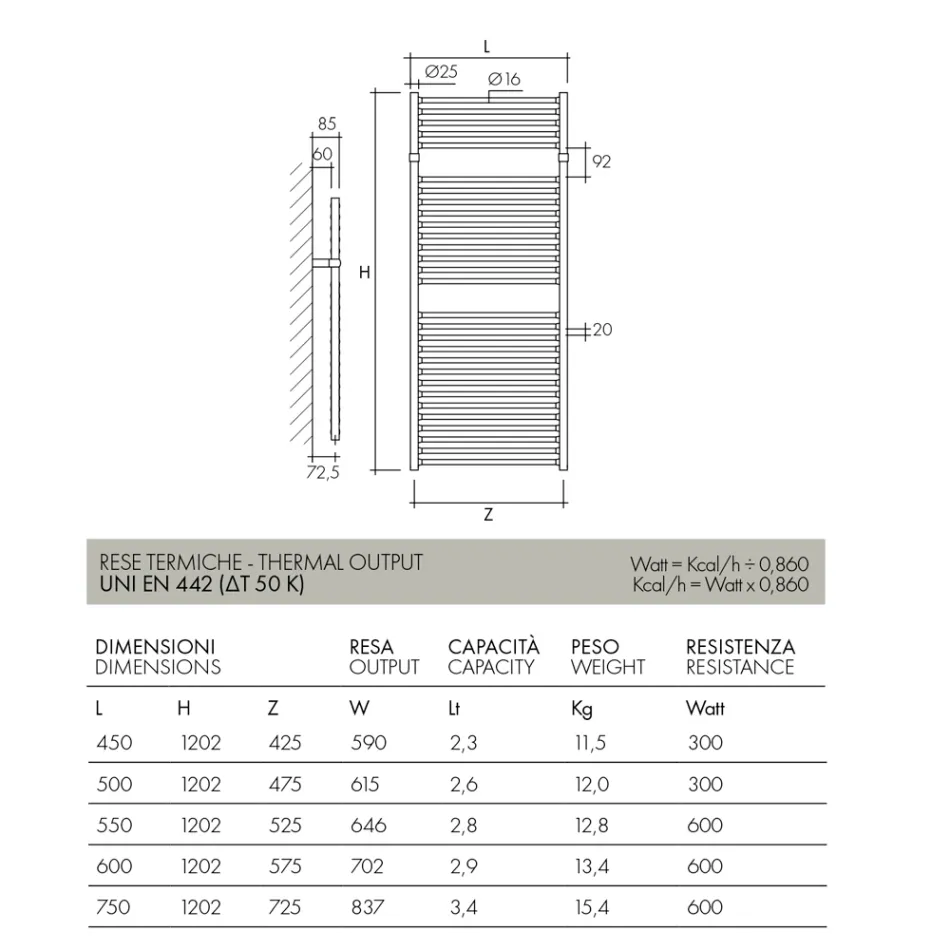 Electric Towel Warmer with Classic Design in Steel Made in Italy - Rome Viadurini