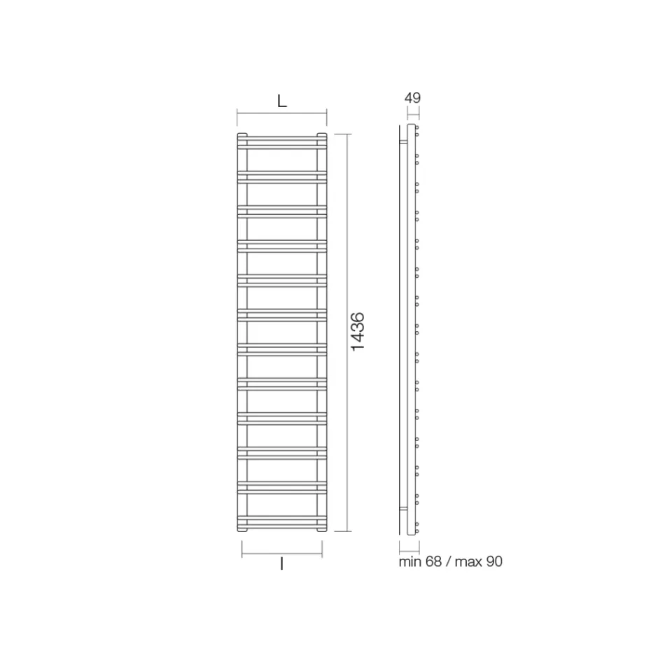 Towel Warmer with Mixed System in Carbon Steel - Praline Viadurini