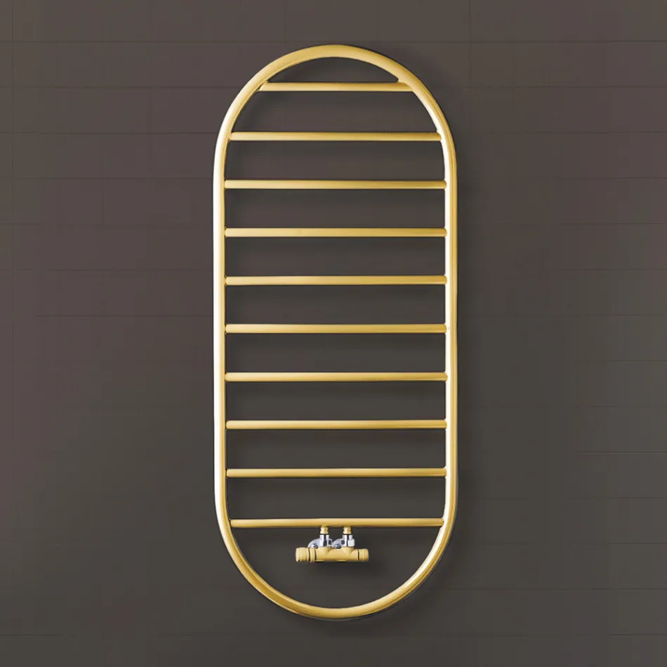 “Tutto Tondo Slim” Design Towel Warmer in Steel Made in Italy - Smooth Viadurini