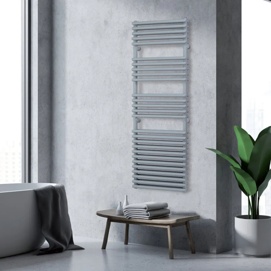 Electric Towel Warmer with 4 Series of Horizontal Elements Made in Italy - Meringue Viadurini