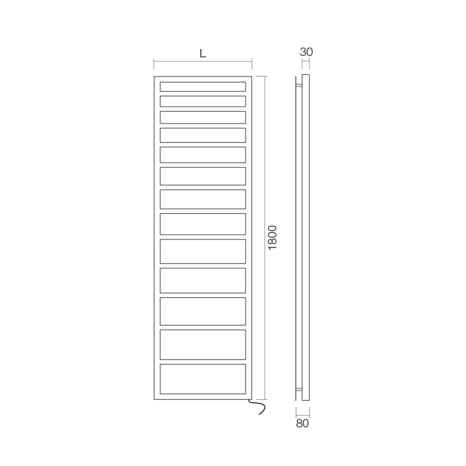 Electric Towel Warmer with Simple Lines in Steel Made in Italy - Pistachio Viadurini
