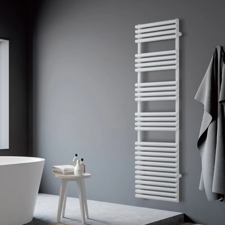 Electric Towel Warmer in Steel Pure White Finish Made in Italy - Lemon Viadurini