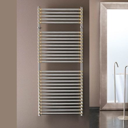 Electric Towel Warmer in Steel Chrome and Gold Finish Made in Italy - Laura Viadurini