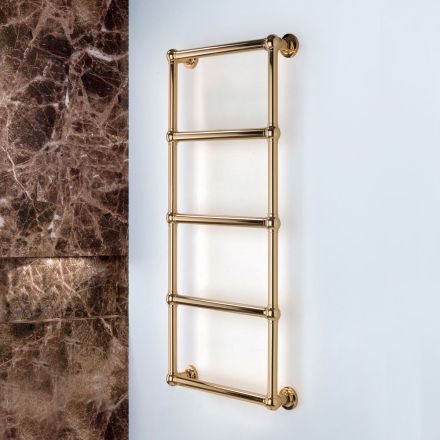Electric Towel Warmer in Brass with Connection Spheres Made in Italy - Ricotta Viadurini
