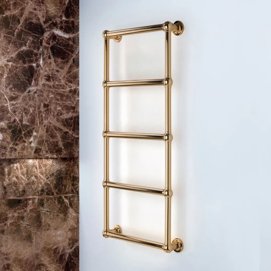 Electric Towel Warmer in Brass with Connection Spheres Made in Italy - Ricotta Viadurini