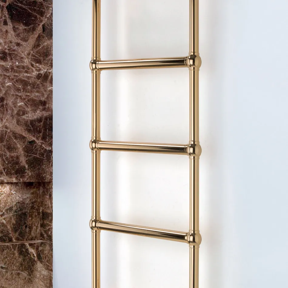 Electric Towel Warmer in Brass with Connection Spheres Made in Italy - Ricotta Viadurini