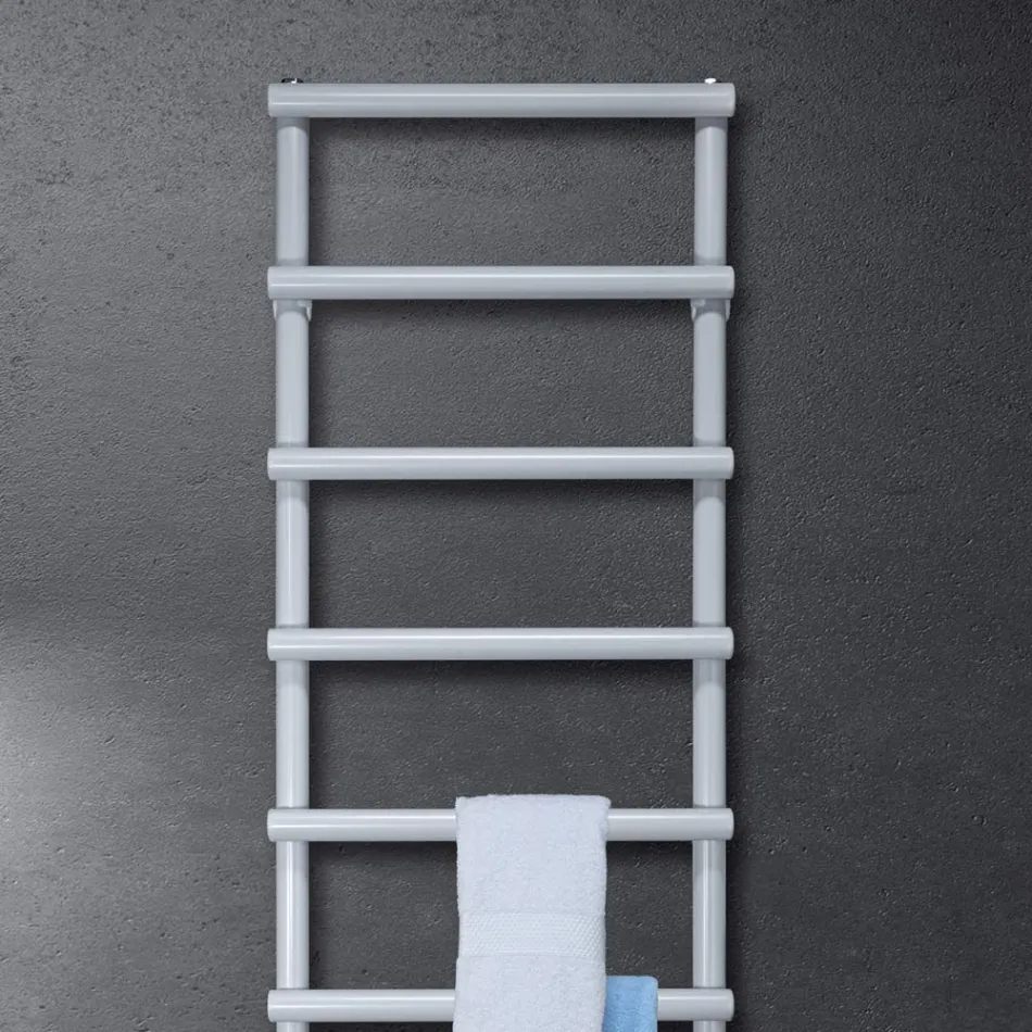 Hydraulic Towel Warmer with Circular Elements Made in Italy - Strawberry Viadurini