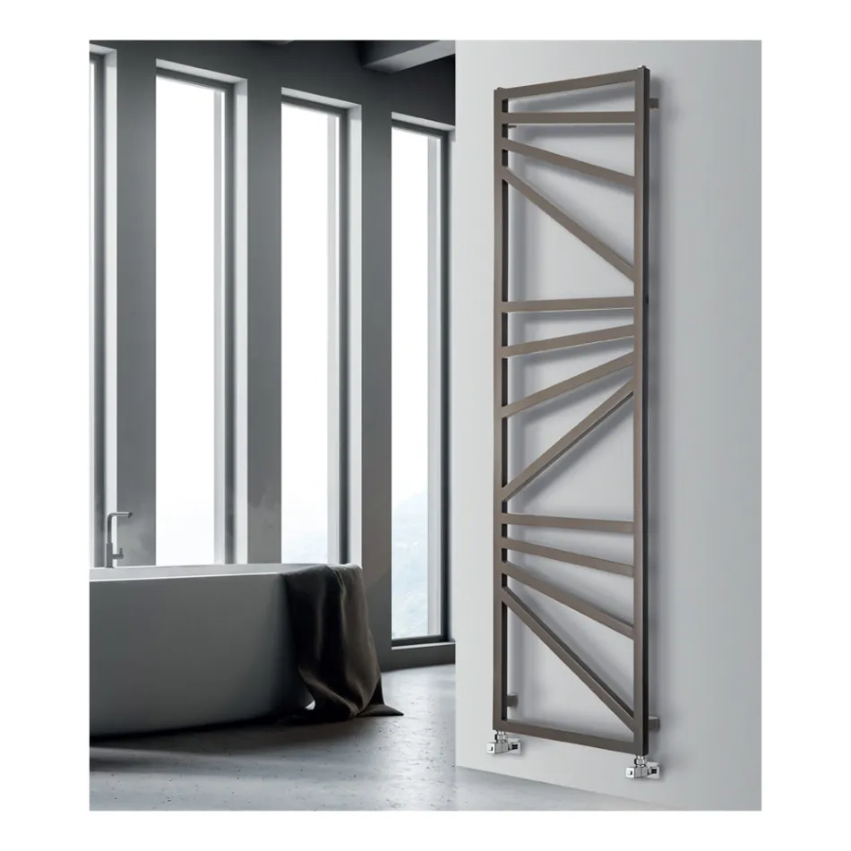 Hydraulic Towel Warmer with Square Elements Made in Italy - Almonds Viadurini