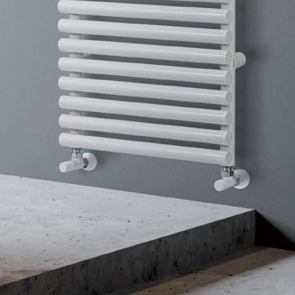 Hydraulic Towel Warmer in Steel Pure White Finish Made in Italy - Lemon Viadurini